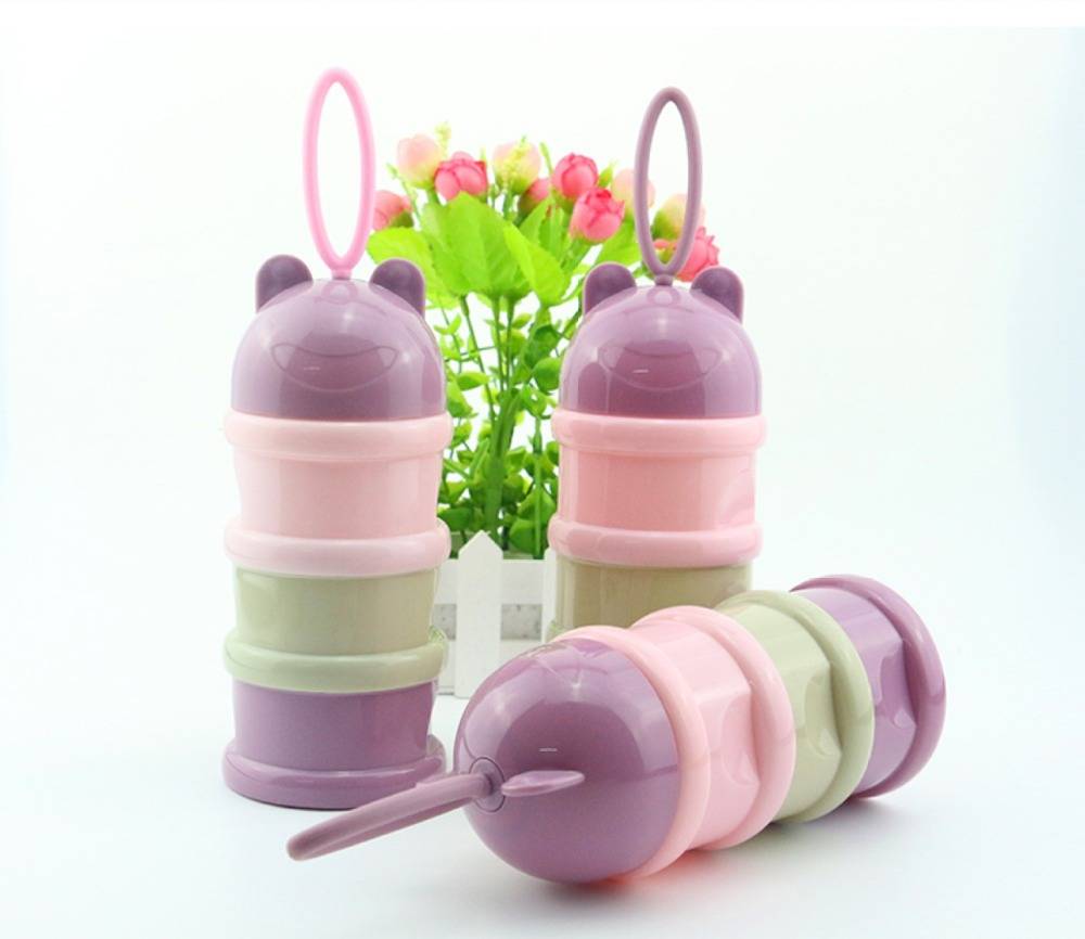 1Pc Baby Food Storage Milk Powder Infant Cartoon Style Three Layers Baby Powder Formula Milk Storage Bottle Feeding