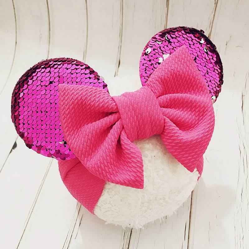 2025 spring and summer models children's Mickey stretch cloth hair band baby baby hair band headwear big bow wide hair band E-326