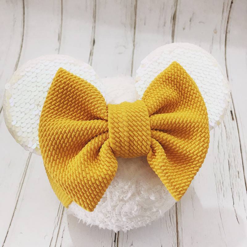 2025 spring and summer models children's Mickey stretch cloth hair band baby baby hair band headwear big bow wide hair band E-326