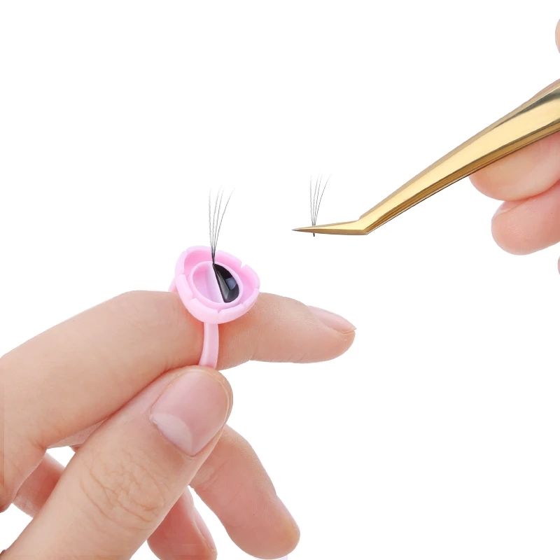 Wholesale 100Pcs Disposable Eyelash Glue Fan Cup Rings Holder Container Tattoo Pigment Eyelash Extension Tools Lash Supplies E-1125