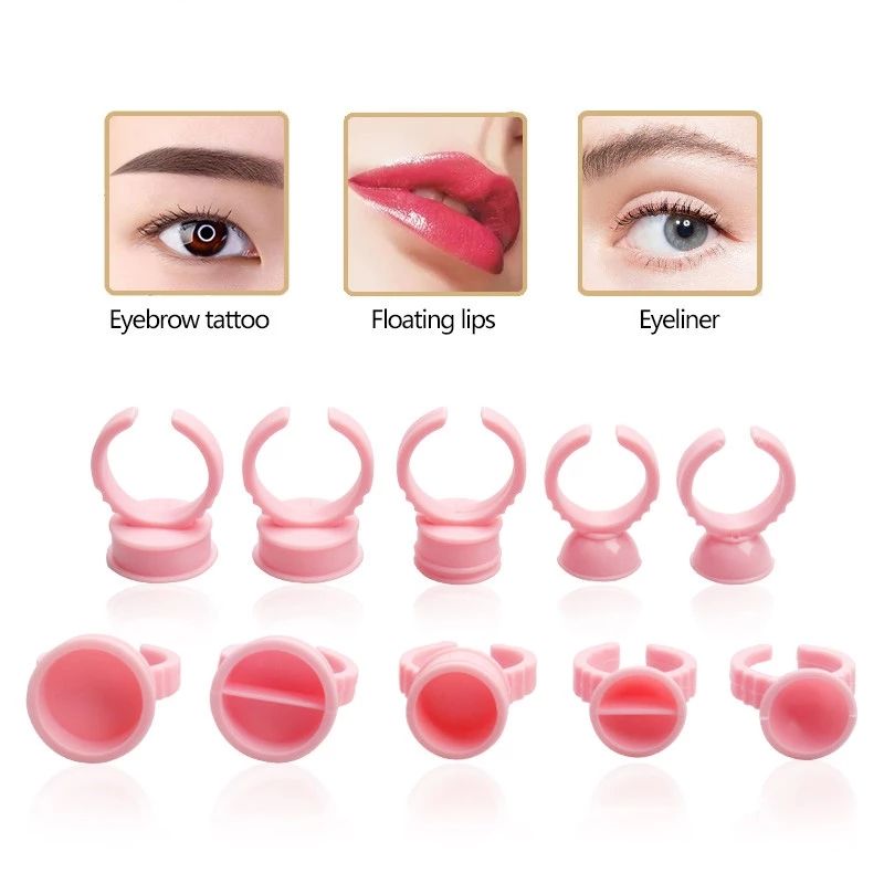 Wholesale 100Pcs Disposable Eyelash Glue Fan Cup Rings Holder Container Tattoo Pigment Eyelash Extension Tools Lash Supplies E-1125
