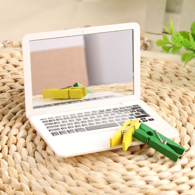 Portable Mini Cute Pocket Laptop Style Clear Glass Women Cosmetic Beauty Mirrors Fashion Notebook Form 2 Colors Optional