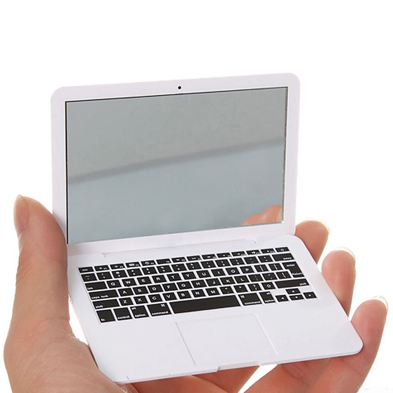 Portable Mini Cute Pocket Laptop Style Clear Glass Women Cosmetic Beauty Mirrors Fashion Notebook Form 2 Colors Optional