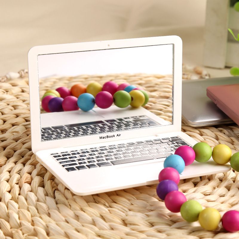 Portable Mini Cute Pocket Laptop Style Clear Glass Women Cosmetic Beauty Mirrors Fashion Notebook Form 2 Colors Optional