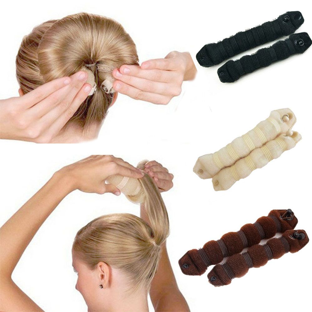 2pcs Women Hair Styling Former Magic Sponge Bun Maker Donut Ring Shaper Foam Braider Tool For Girl's DIY Hair Style Big size BZ--131