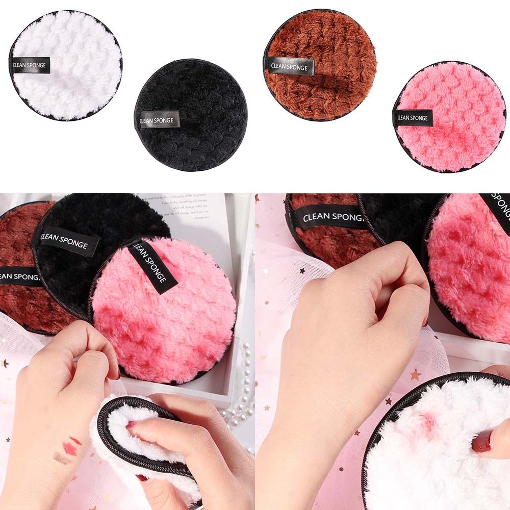 4pcs round makeup puff makeup remover flannel soft face cleaning sponge cloth pad B2-583