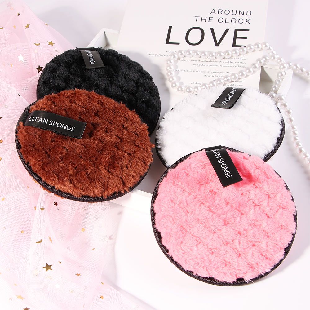 4pcs round makeup puff makeup remover flannel soft face cleaning sponge cloth pad B2-583