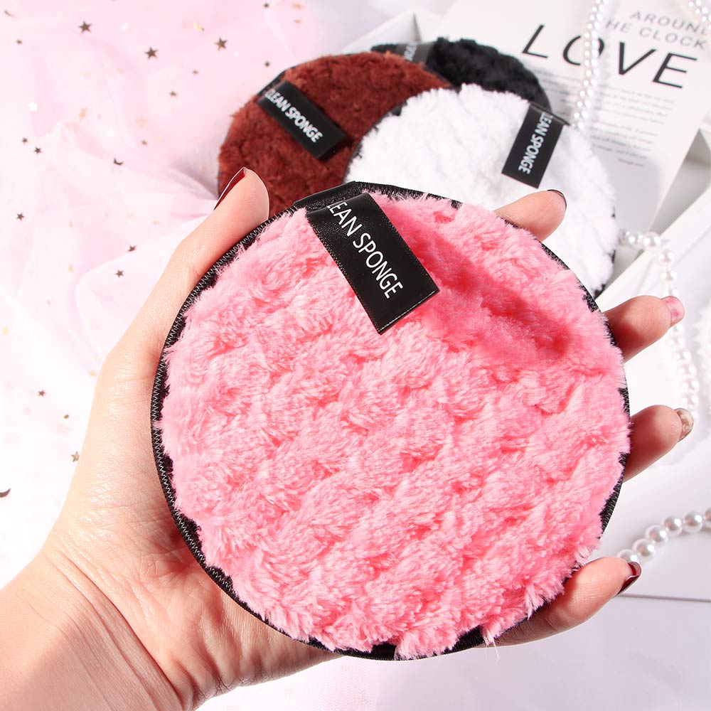4pcs round makeup puff makeup remover flannel soft face cleaning sponge cloth pad B2-583