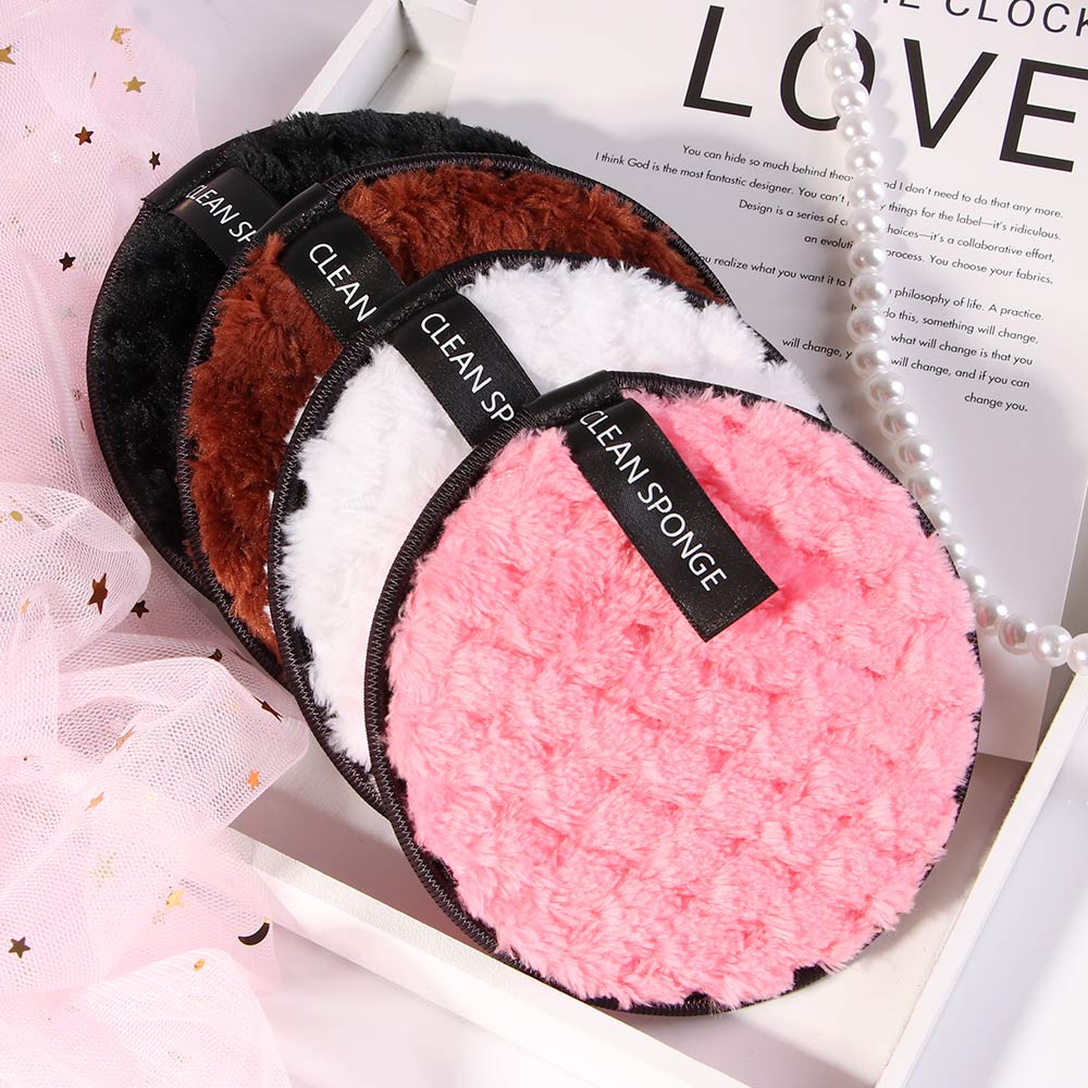 4pcs round makeup puff makeup remover flannel soft face cleaning sponge cloth pad B2-583