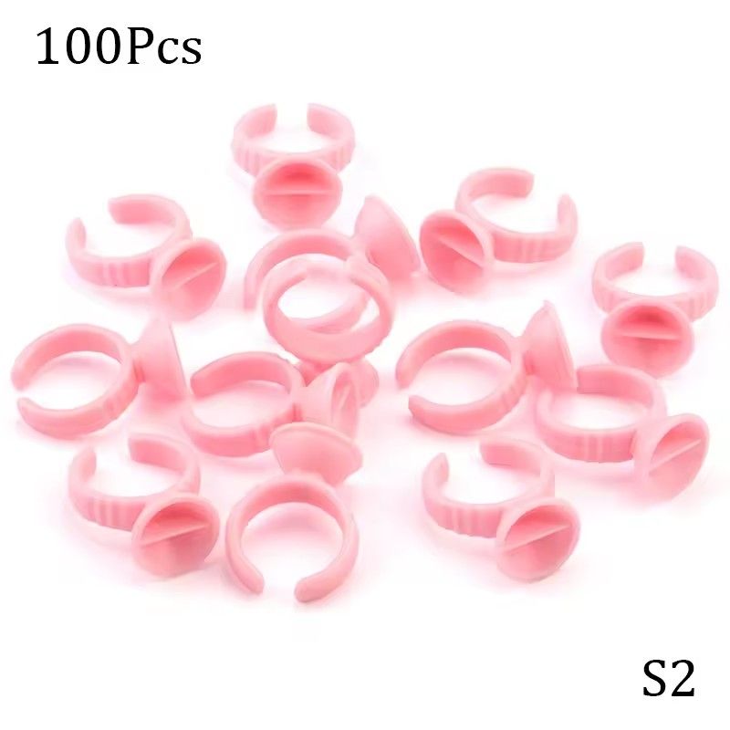Wholesale 100Pcs Disposable Eyelash Glue Fan Cup Rings Holder Container Tattoo Pigment Eyelash Extension Tools Lash Supplies E-1125