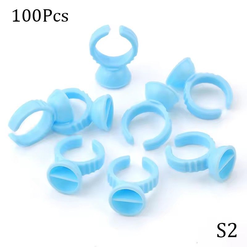 Wholesale 100Pcs Disposable Eyelash Glue Fan Cup Rings Holder Container Tattoo Pigment Eyelash Extension Tools Lash Supplies E-1125