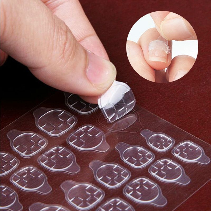 3 sheets Transparent Double Side Adhesive Tapes Glue Sticker False Nail Extension Stick Tools Jelly Glue Invisible Nail Patch &B2-590