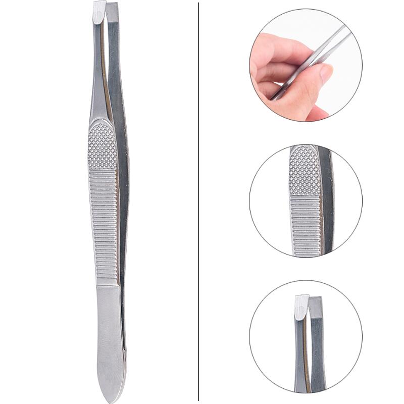 Eyebrow Hair Tweezers Professional Eyebrow Hair Removal Tweezer Flat Tip Tool Stainless Steel Convenient Small No Rust & B2-710