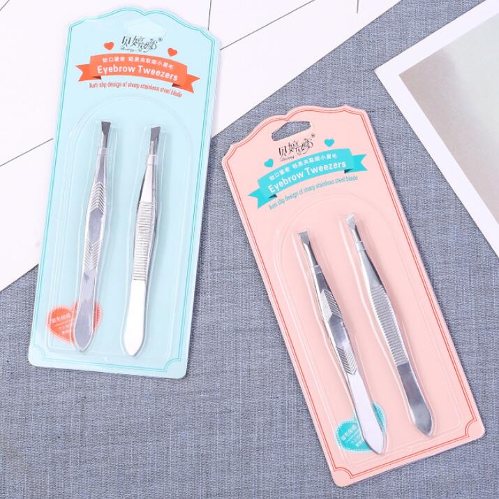 Eyebrow Hair Tweezers Professional Eyebrow Hair Removal Tweezer Flat Tip Tool Stainless Steel Convenient Small No Rust & B2-710