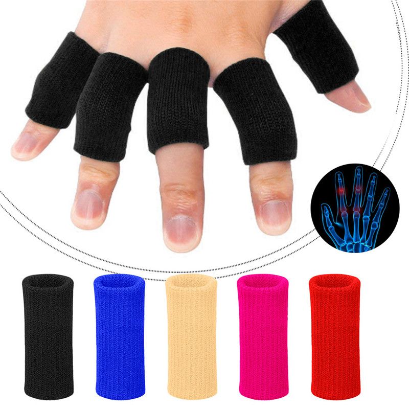 10Pcs Elastic Sports Finger Sleeves Arthritis Support Finger Guard Outdoor Basketball Volleyball Finger Protection C-500