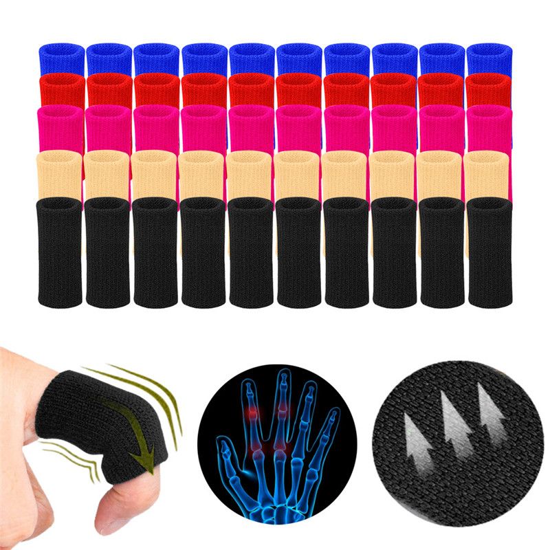 10Pcs Elastic Sports Finger Sleeves Arthritis Support Finger Guard Outdoor Basketball Volleyball Finger Protection C-500