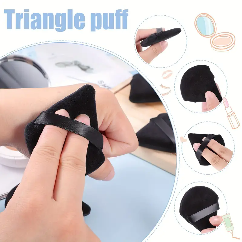 6pcs Soft Flocking Triangle Powder Puffs Set - Gentle, Unscented, Velvet Makeup Sponges for Flawless Foundation Blending and  C-304