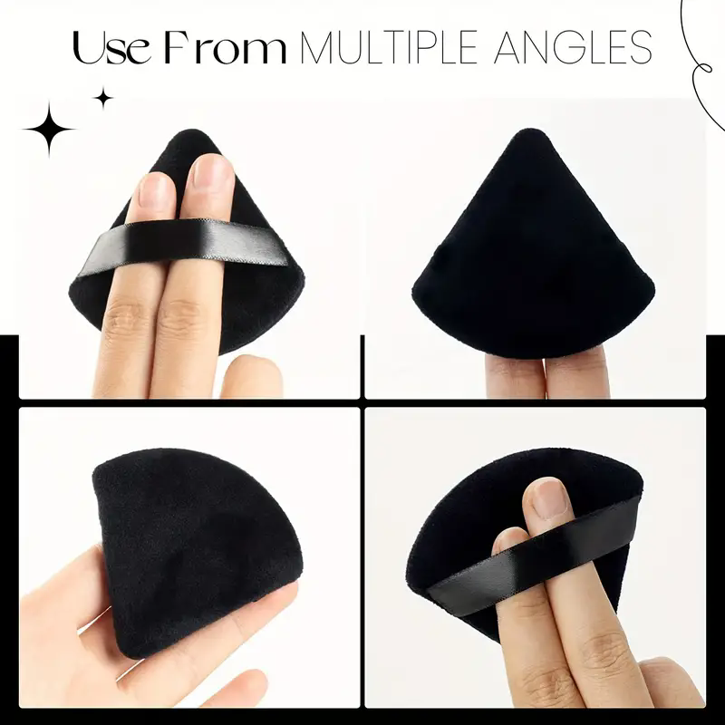 6pcs Soft Flocking Triangle Powder Puffs Set - Gentle, Unscented, Velvet Makeup Sponges for Flawless Foundation Blending and  C-304