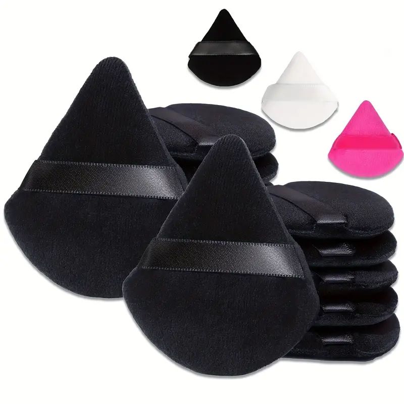 6pcs Soft Flocking Triangle Powder Puffs Set - Gentle, Unscented, Velvet Makeup Sponges for Flawless Foundation Blending and  C-304