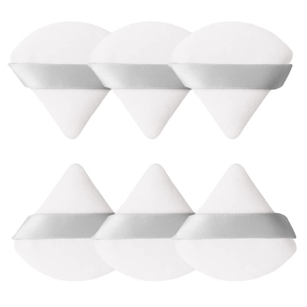 6pcs Soft Flocking Triangle Powder Puffs Set - Gentle, Unscented, Velvet Makeup Sponges for Flawless Foundation Blending and  C-304