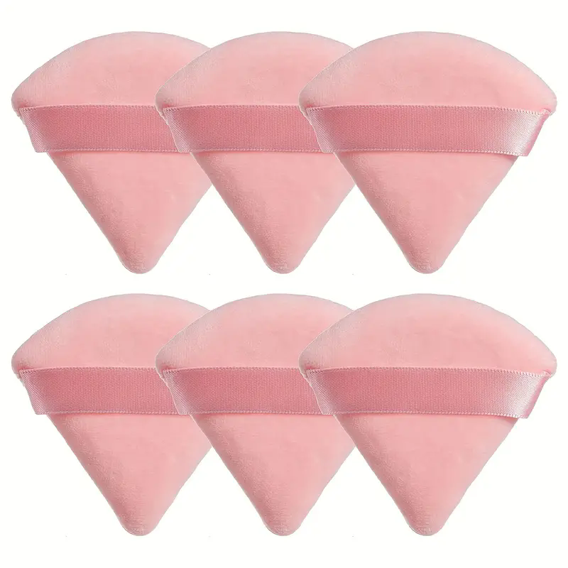 6pcs Soft Flocking Triangle Powder Puffs Set - Gentle, Unscented, Velvet Makeup Sponges for Flawless Foundation Blending and  C-304