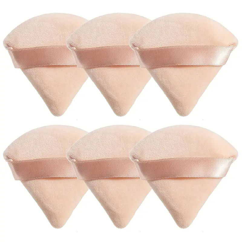 6pcs Soft Flocking Triangle Powder Puffs Set - Gentle, Unscented, Velvet Makeup Sponges for Flawless Foundation Blending and  C-304