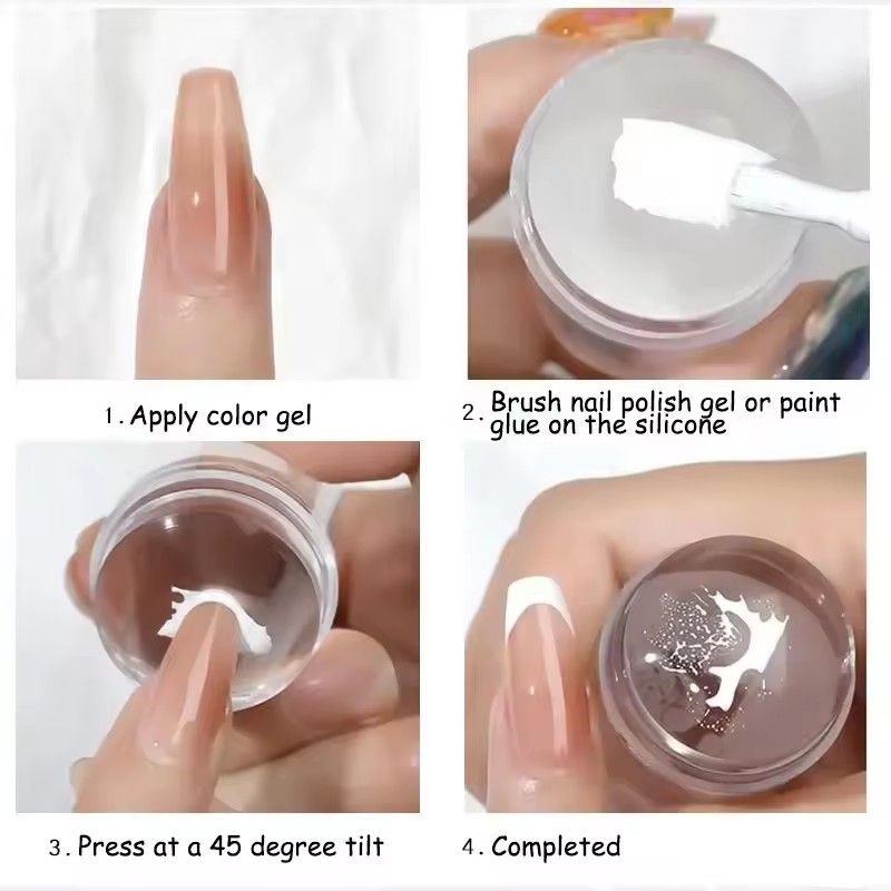 Nail Stamper Set Jelly Head With Scraper Nail Art Template Print Silicone Stamping Plate DIY Polish Tools Manicure Accessories E-986