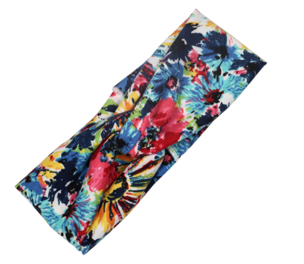 Fashion Retro Women Elastic Turban Twisted Knotted Ethnic Headband Floral Wide Stretch Girls Hair Accessories B2-134