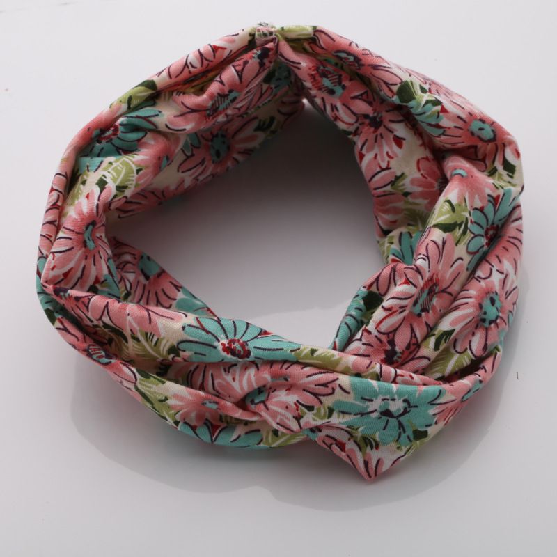 Fashion Retro Women Elastic Turban Twisted Knotted Ethnic Headband Floral Wide Stretch Girls Hair Accessories B2-134
