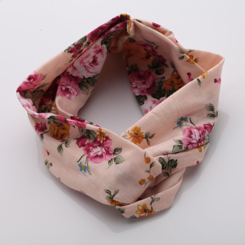 Fashion Retro Women Elastic Turban Twisted Knotted Ethnic Headband Floral Wide Stretch Girls Hair Accessories B2-134