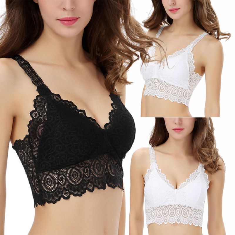 Women Lace Crochet Bralette Bralet Bra Bustier Crop Top Floral Cami Padded Tank TopsFZ-59