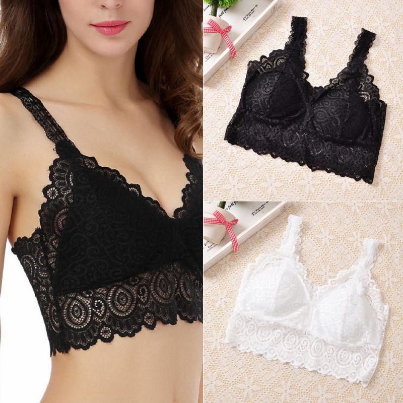 Women Lace Crochet Bralette Bralet Bra Bustier Crop Top Floral Cami Padded Tank TopsFZ-59