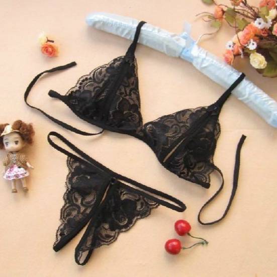 Women Sexy G-String Bra Sets Brief Breathable Lace Crotch Opening Thong Lady Sexy Panties G-String Underwear Thong Lingerie FZ-31