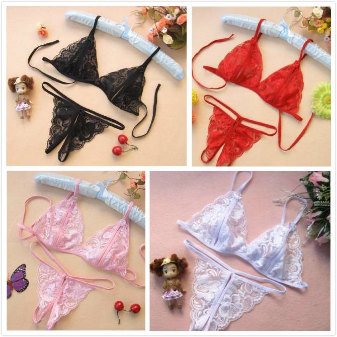 Women Sexy G-String Bra Sets Brief Breathable Lace Crotch Opening Thong Lady Sexy Panties G-String Underwear Thong Lingerie FZ-31