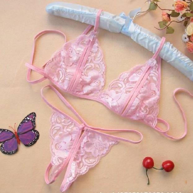 Women Sexy G-String Bra Sets Brief Breathable Lace Crotch Opening Thong Lady Sexy Panties G-String Underwear Thong Lingerie FZ-31