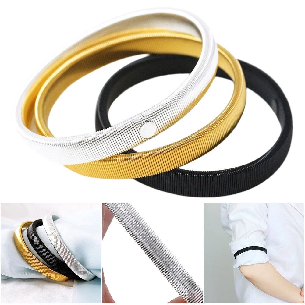 Fashion Shirt Sleeve Holder Metal Armband Hold Up Garter Hood Men's Ring Elastic Bracelet Hoop Clip A-2044
