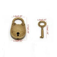 Unlock the Charm of the Past with This Mini Old Vintage Metal Lock and Key Padlock （Note: The size description is included in the picture。After sales caused by size will not be accepted.）C-542