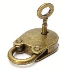 Unlock the Charm of the Past with This Mini Old Vintage Metal Lock and Key Padlock （Note: The size description is included in the picture。After sales caused by size will not be accepted.）C-542