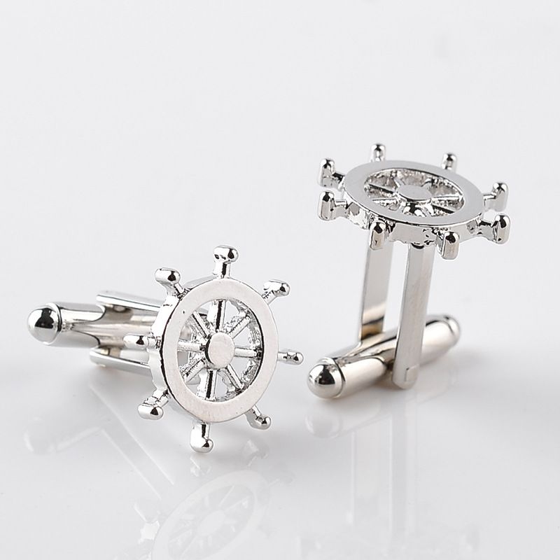 2Pcs New Fashion Popular Personality Nautical Rudder Men's Shirt Tie Clip + Cufflinks Men's Clothing Accessories &A-1702