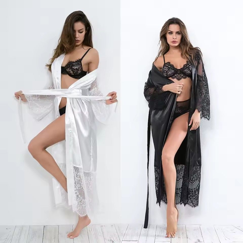 Europe and the United States new hollow pattern long-sleeved robe bathrobe FZ-238