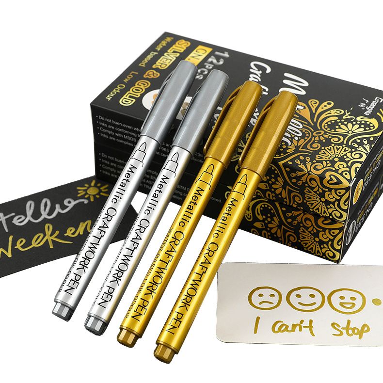 Diy Metal Waterproof Permanent Ink Marker Pen Gold And Silver Craft Resin Mold Pen Art Painting Student Supplies E-1234