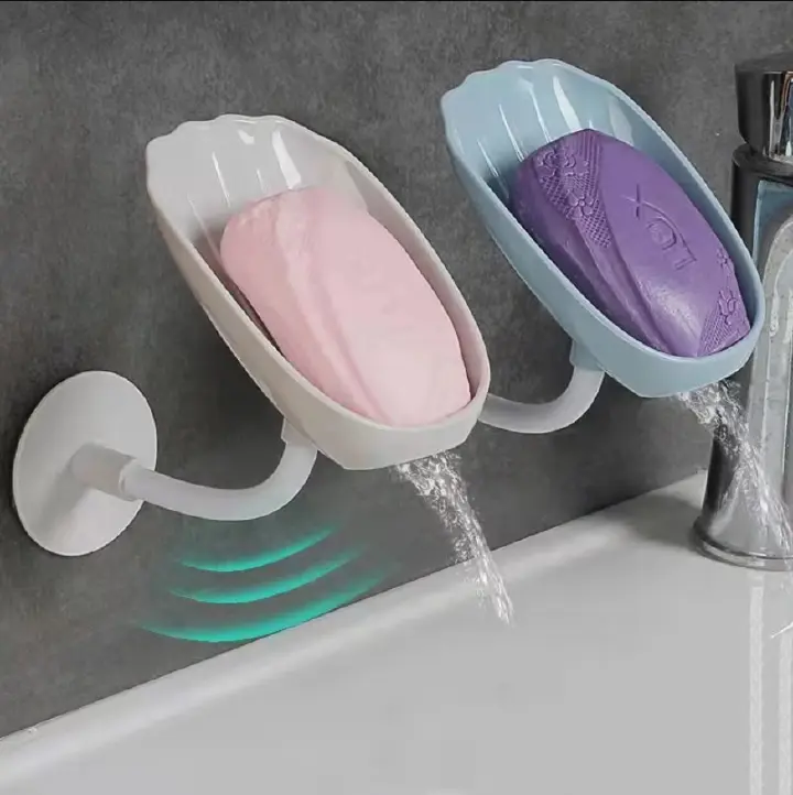 Soap Dish Drain Soap Rack Box Bathroom Accessories Toilet Laundry Soap Dish Supplies Tray Gadgets E-1226