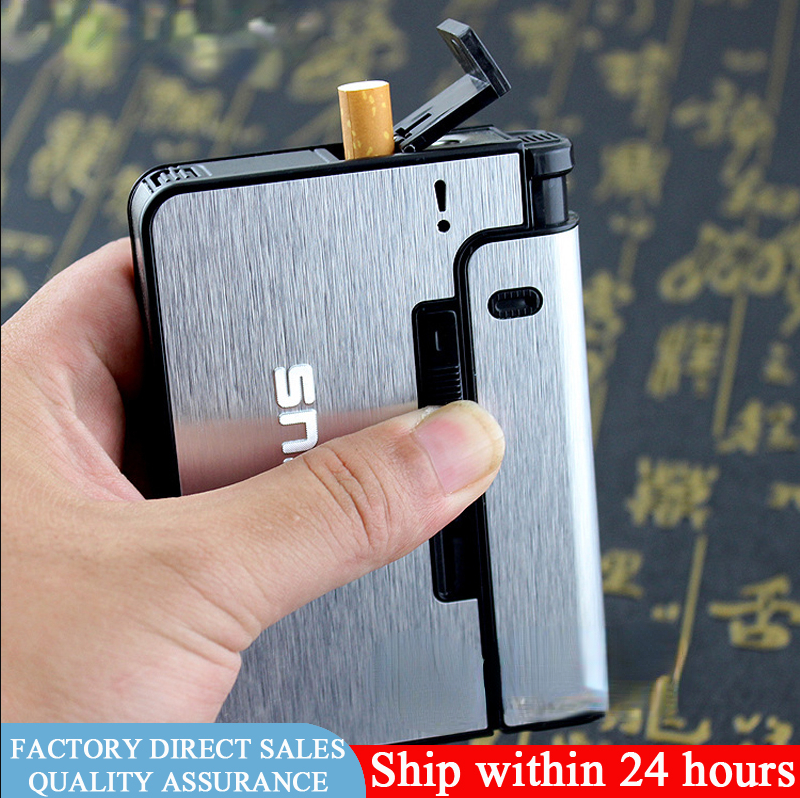 Portable Automatic Cigarette Case Metal Cigarette Case 10 Pieces Cigarette Case Case Non-lighter Gadgets Gifts For Men E-1212
