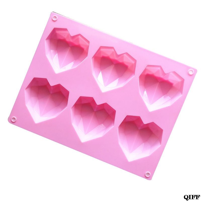 3D Love Heart Diamond Shaped Rectangular Silicone DIY Mold Mousse Cake Chocolate Soap Mould E-448