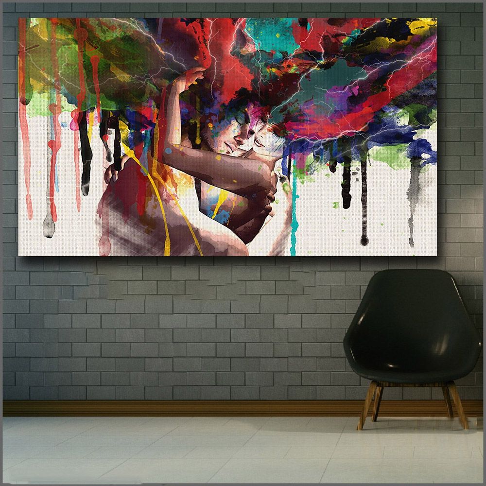 30*45 Wlong Love Kiss Oil Painting Canvas Art Paintings For Living Room Wall No Frame Decorative Pictures Abstract Art Painting
