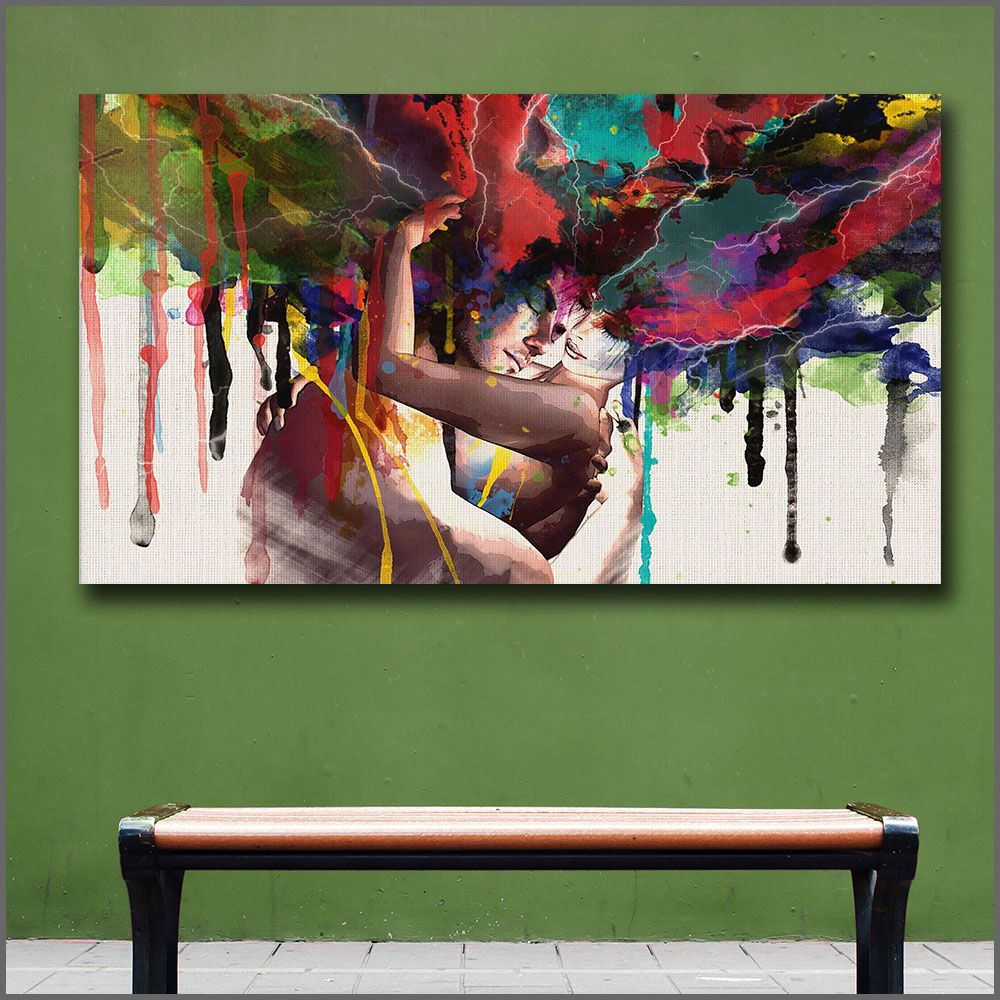 30*45 Wlong Love Kiss Oil Painting Canvas Art Paintings For Living Room Wall No Frame Decorative Pictures Abstract Art Painting