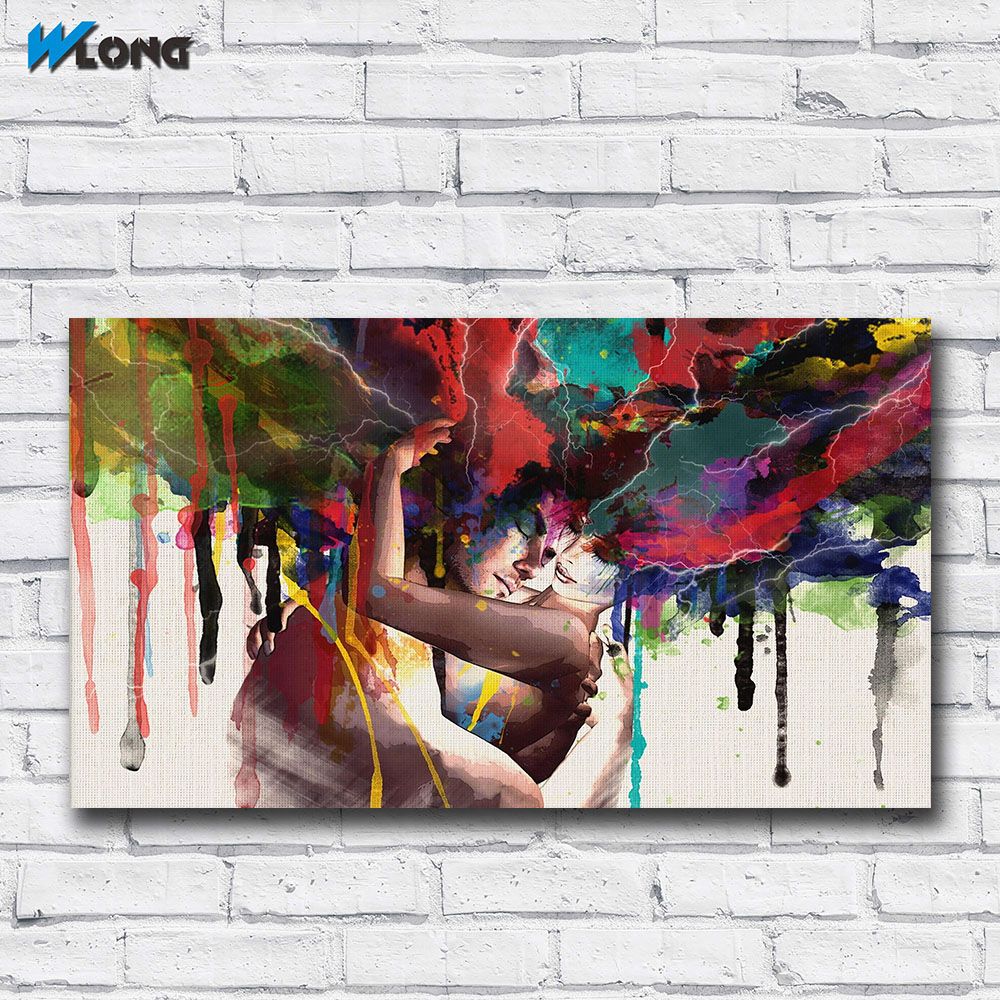 30*45 Wlong Love Kiss Oil Painting Canvas Art Paintings For Living Room Wall No Frame Decorative Pictures Abstract Art Painting