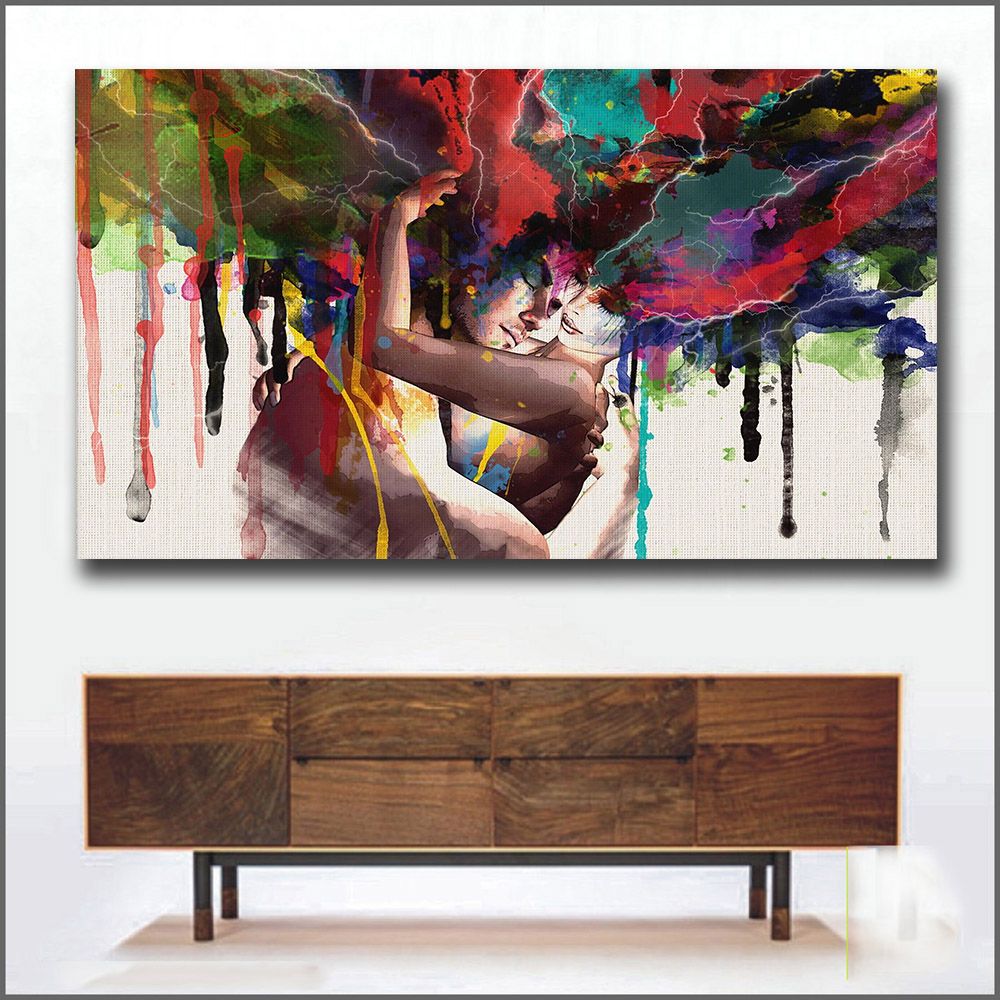 30*45 Wlong Love Kiss Oil Painting Canvas Art Paintings For Living Room Wall No Frame Decorative Pictures Abstract Art Painting