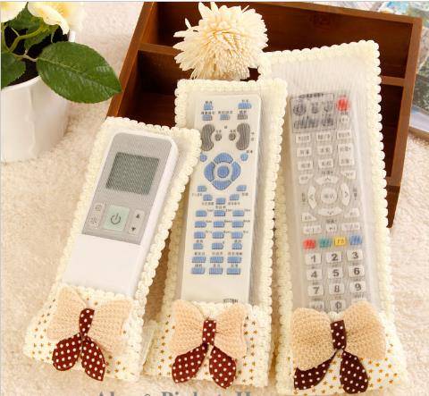 3pcs Bow Fabric Remote Control Set TV Remote Control Protective Cover Air Conditioning Dust Cover J--38