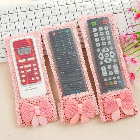 3pcs Bow Fabric Remote Control Set TV Remote Control Protective Cover Air Conditioning Dust Cover J--38